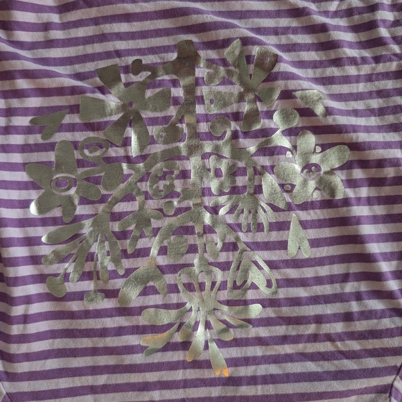 Hanna Andersson Girls Striped Long Sleeve 100% Cotton Shirt Metallic Floral - Picture 5 of 9